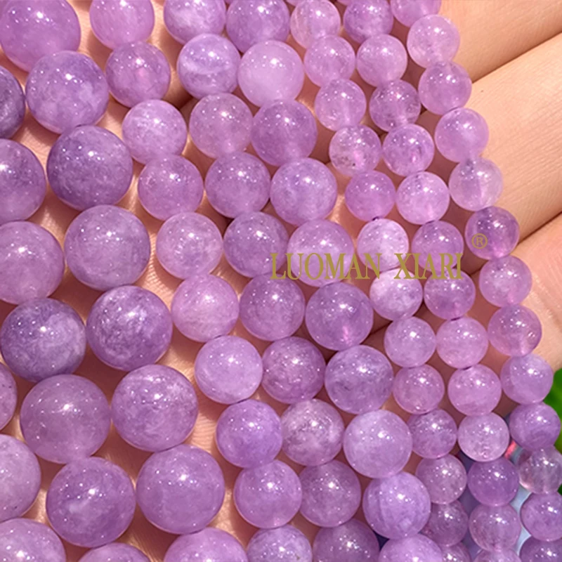 6 8 10mm Round Natural Stone Chalcedony Lavender Light Purple Spacer Beads for Jewelry Making Diy Bracelet Charms Accessories