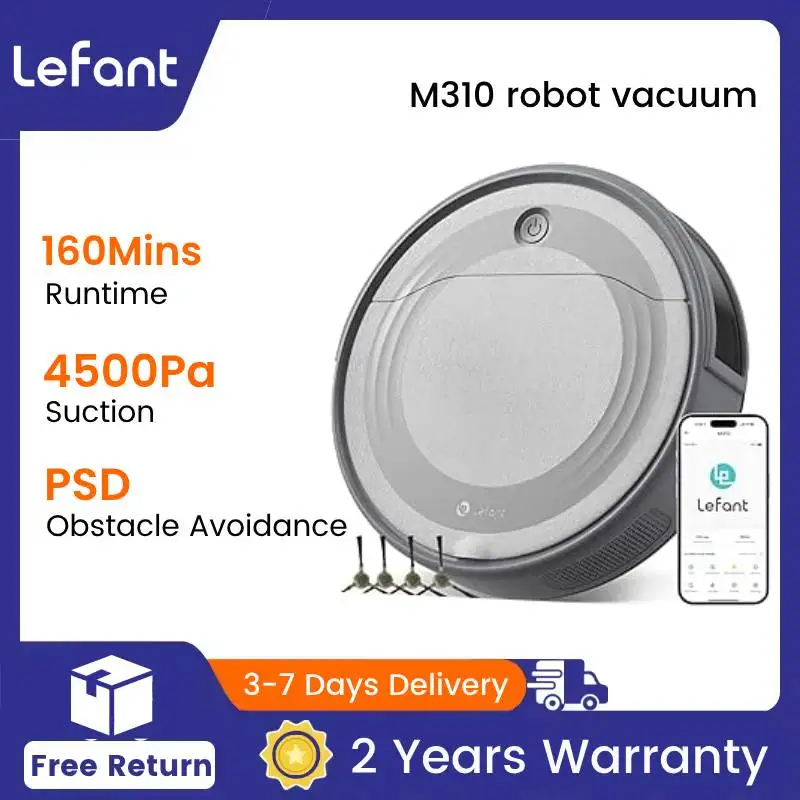 Lefant M310 Robot Vacuum Cleaner Powerful Suction Mini App/Alexa/Google Control Precise Avoidance Ideal for Pet Hair Hard Floor