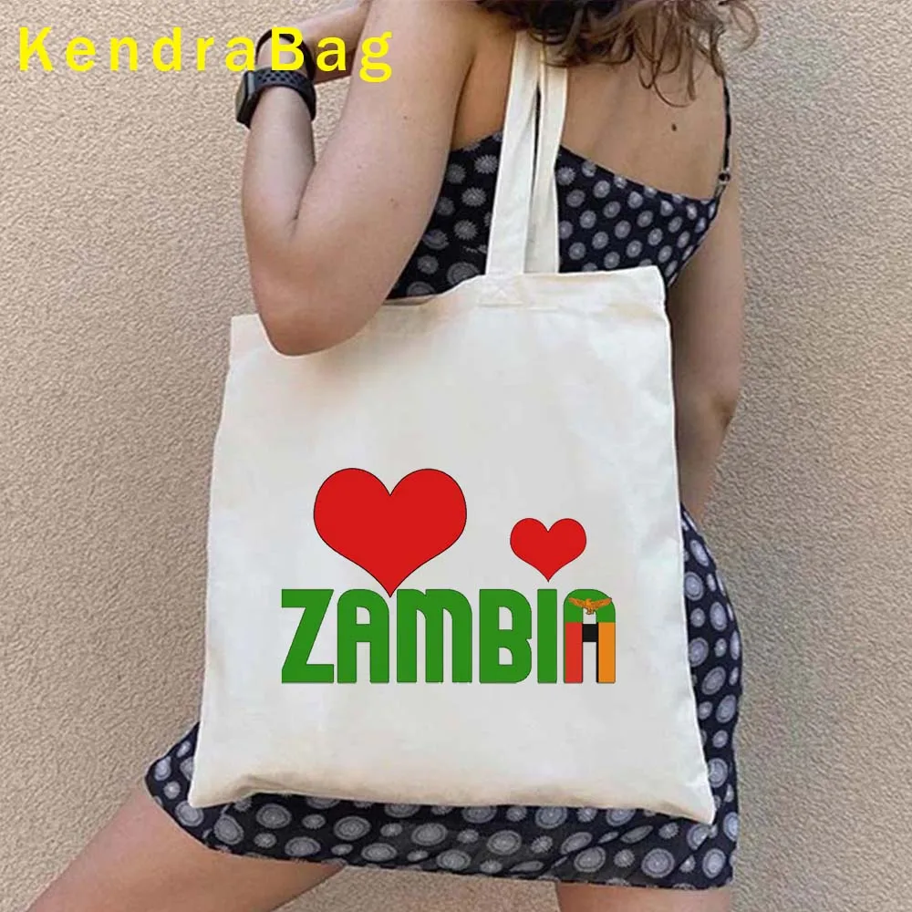 Zambian Country Map Sacola para Mulheres, Presente Bonito, Sacola, Eco Handbags, Lona, Mapa, África, Zambian, Patriótico, Amor, Coração, Harajuku