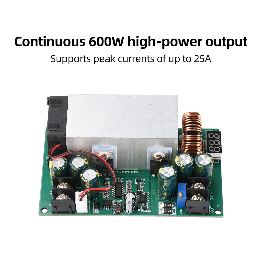 25A 600W Step Down Power Module DC 12-75V to DC 5V 19V 21V 24V 48V Buck Converter Adjustable Regulator LED Driver + Volt Display