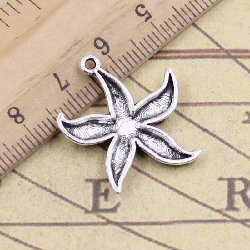 15pcs Charms Ocean Starfish 27x24mm Antique Bronze Silver Color Pendants Making DIY Handmade Tibetan Finding Jewelry