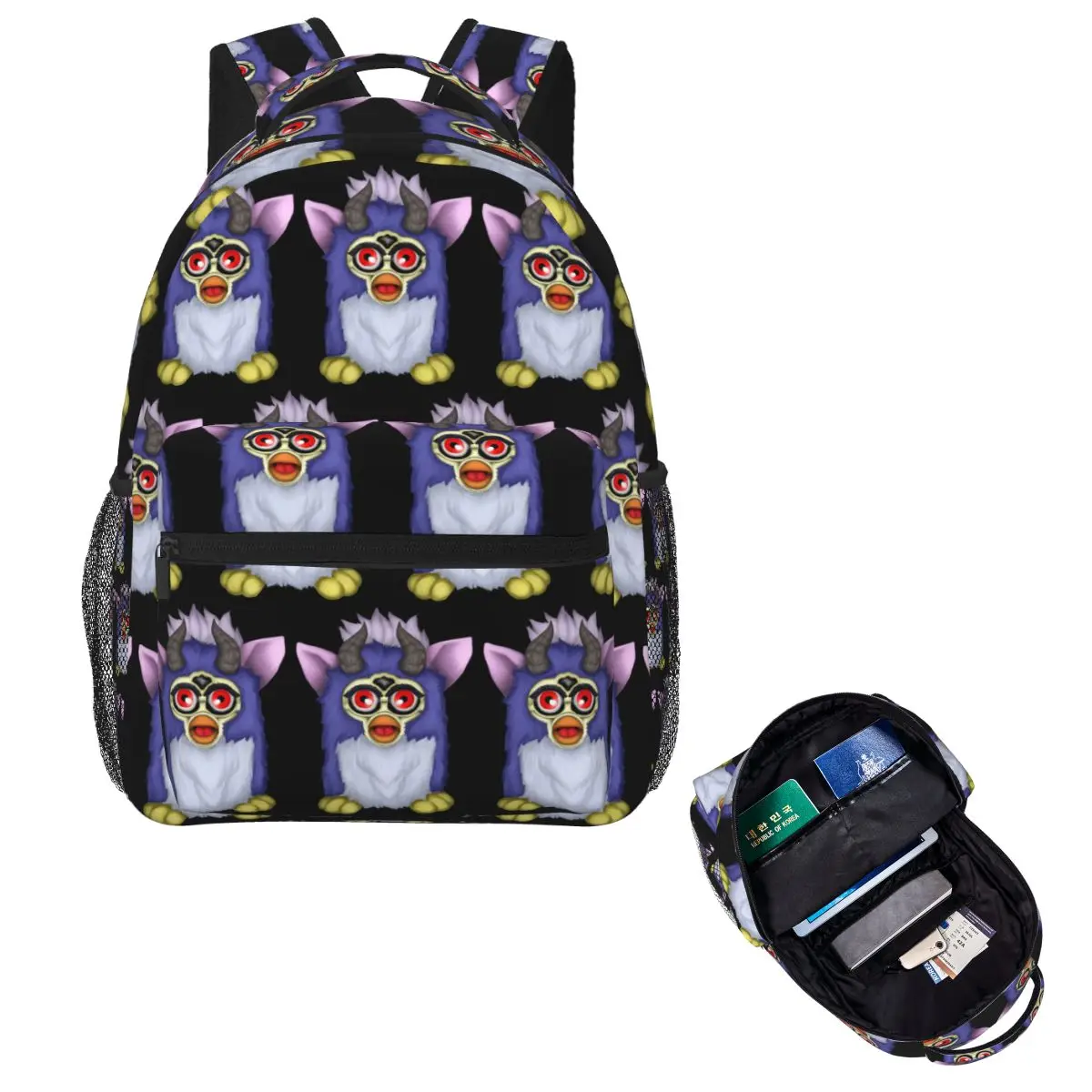 Demon Furby Student Backpack School Bag Hiking Travel Daypack for Men Women Fashion Bookbag Shoulder Bags