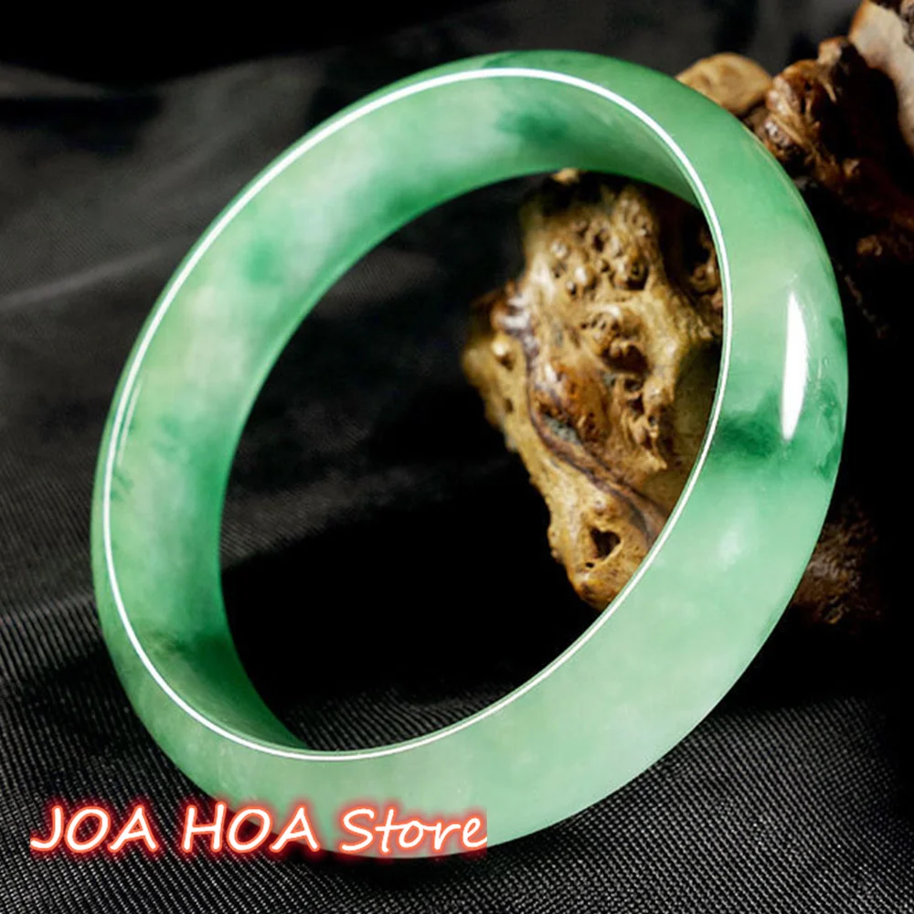 Emerald Floating Flower Bracelet Yangchun Green Burma Jadeite   Bangle Female Light Ice Transparent Jade Handring Jewelry