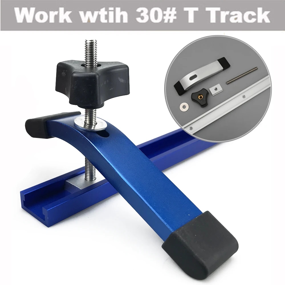 Woodworking T Track Slider M8 T Screw M8 Nut Saw Table Acting Hold Down Clamp for T-Slot T-Track Wood Work DIY Tools