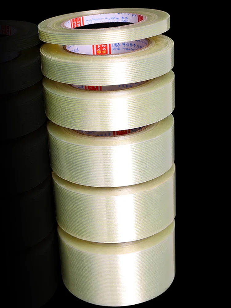 High Viscosity Striped Mesh Glass Fiber Tape Transparent Fiberglass Roll 25-50M Anti-tear For Sealing Bundling Reinforcement Fix
