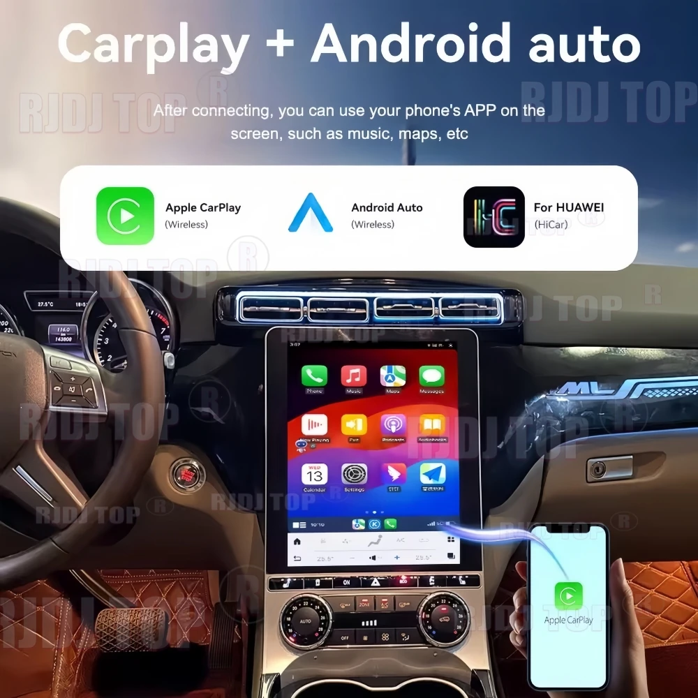 For Benz GL ML 2012~2015 Upgrade 2024 Vertical Car Radio With Android Auto Screen Automotive Multimedia GPS Navigation Head Unit
