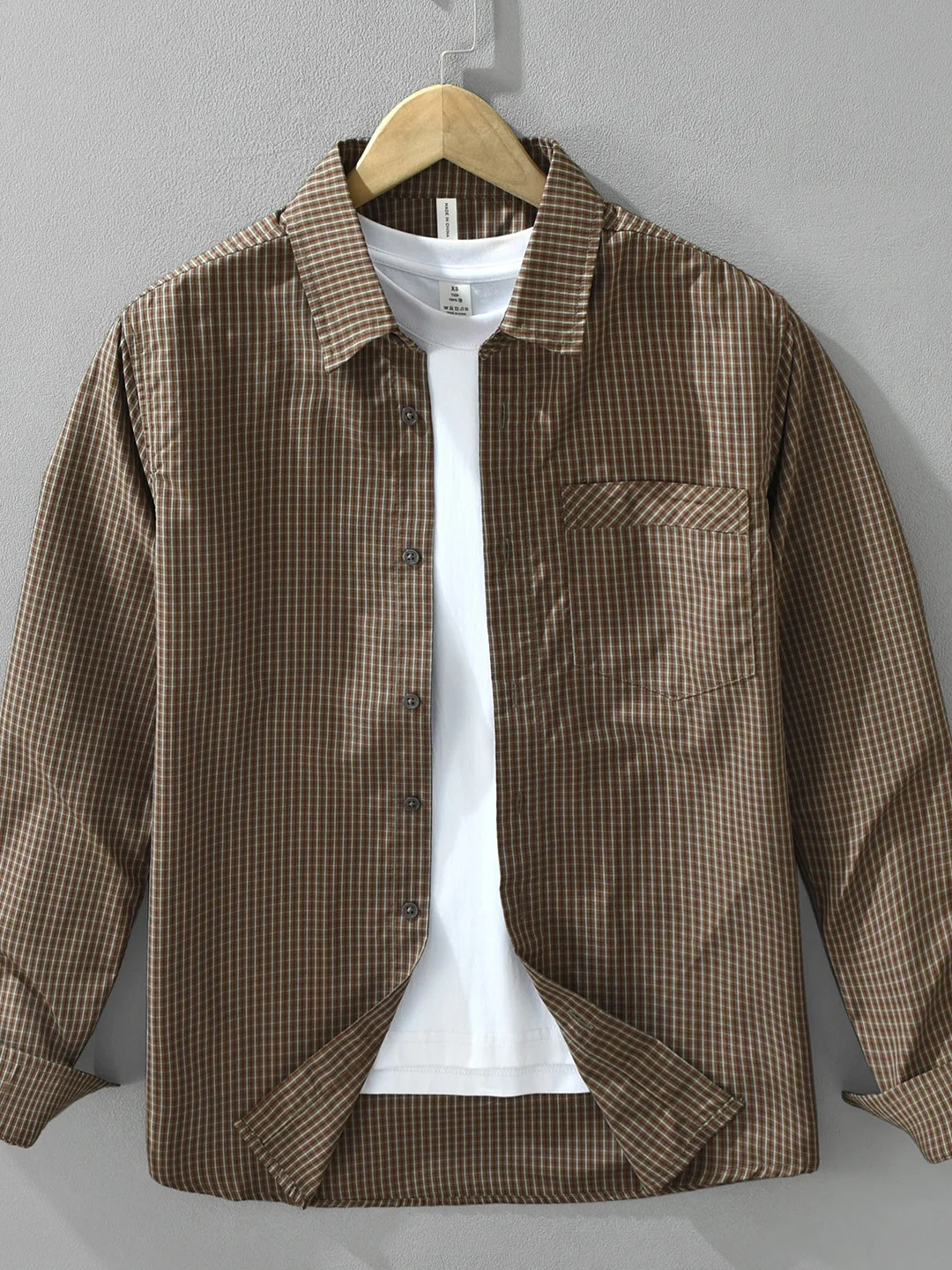 Japanese Style Plaid Long Sleeve Shirt Men's Loose Fit Casual Collar Handsome Grid Shirt High-End Feeling Autumn New Style