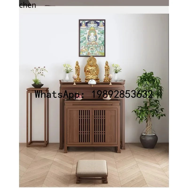 

FZ cherry wood offering table Shentai household solid wood offering table Buddha Taiwan incense case living room small
