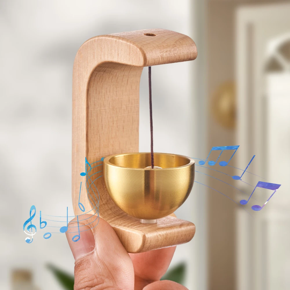 Dopamine Wind Chime C-Shaped Entry Reminder Bell Wireless Magnetic Suction Wooden Doorbell for Home and Office Car Decoration