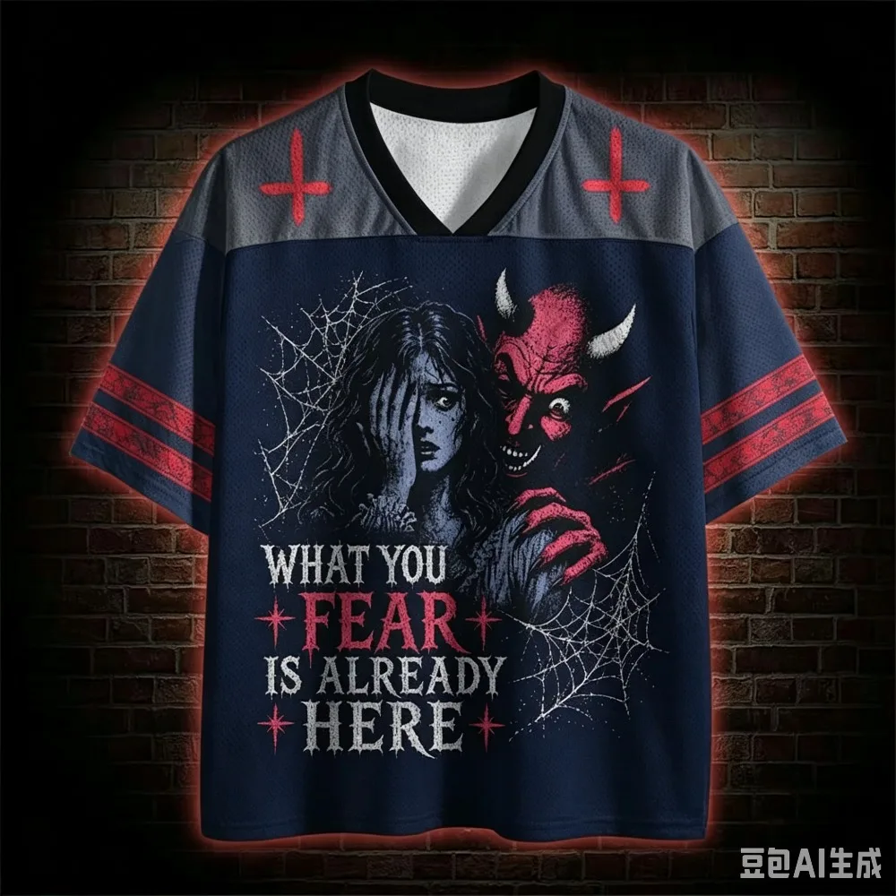 Dark Horror Series 3D-Druck T-Shirt mit V-Ausschnitt für Damen und Herren – Modisches, schnelltrocknendes, atmungsaktives, sportliches Streetwear-Oberteil im Trend – Detail 6