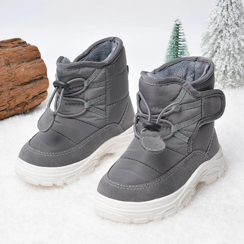 Winter Kids Baby Boots Soft Soles Children Snow Boots for Boys and Girls Keep Warm Kids Toddler Shoes Black White Gray CSH1558