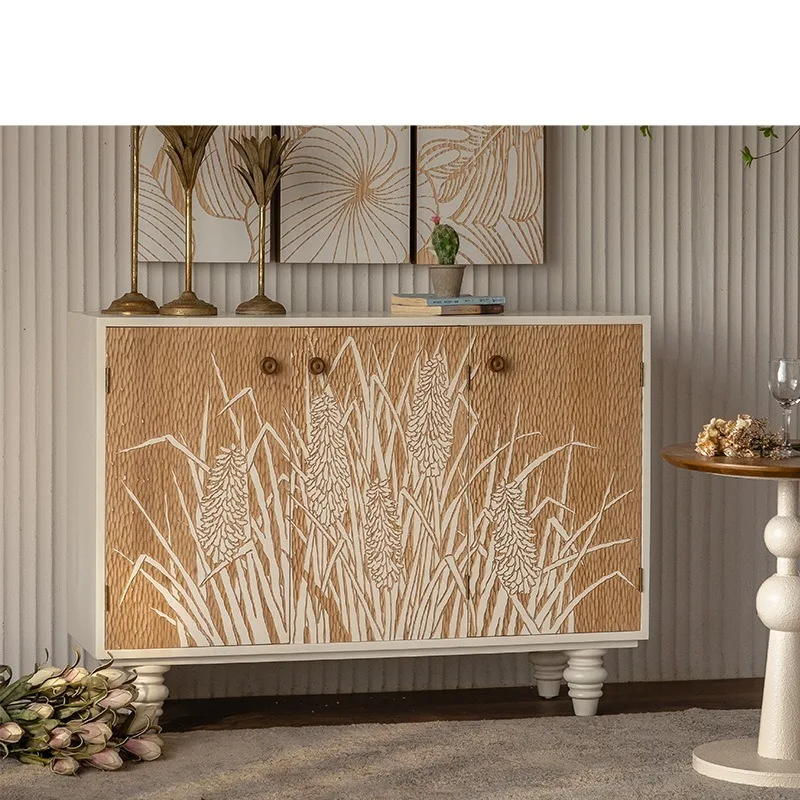 Side cabinet Plant stamen pattern Side cabinet Entry porch aisle cabinet American decorative cabinet