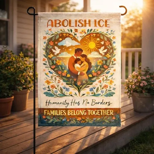 Abolish ICE No Human Is Illegal Garden Flag Immigration Rights Yard Decor ZZY