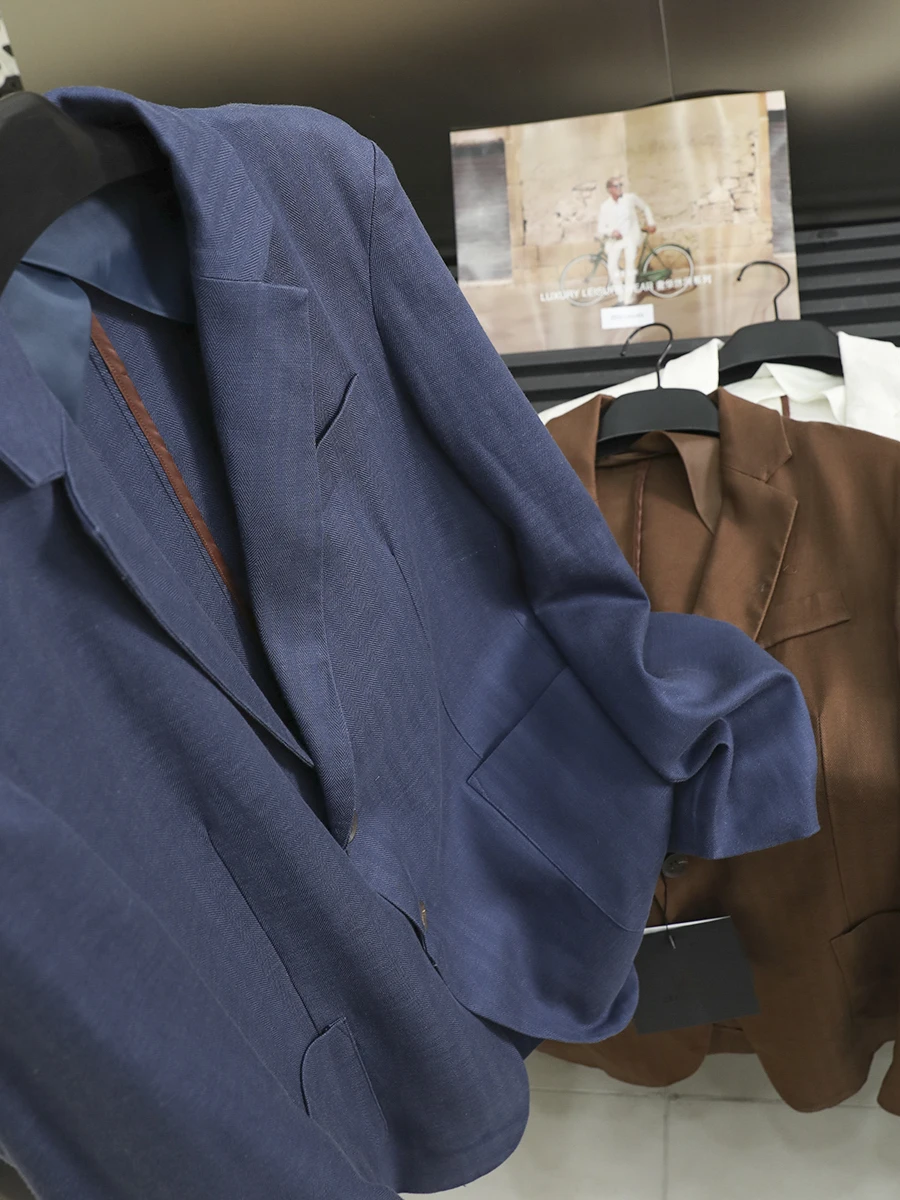 

Italian Sle Imported Tweed Fabric High-End Men's Autumn Busin Suit Faionable Urban Loose Fit Long Sve Single Button