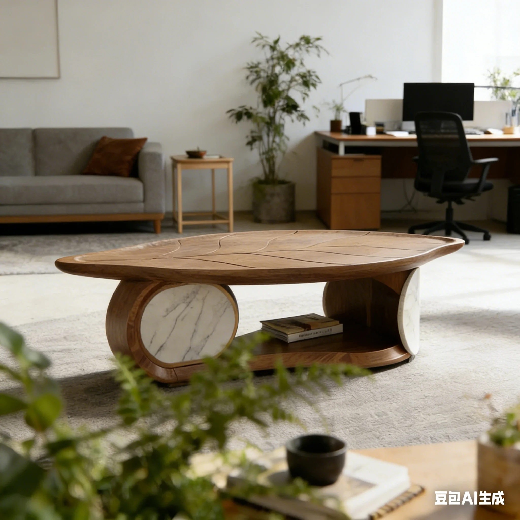 

AOLIVIYA Modern Light Cozy Rustic Living Room Center Tea Table with Storage Shelf, Coffee Desk Floor Sofa Side Essential for Hom