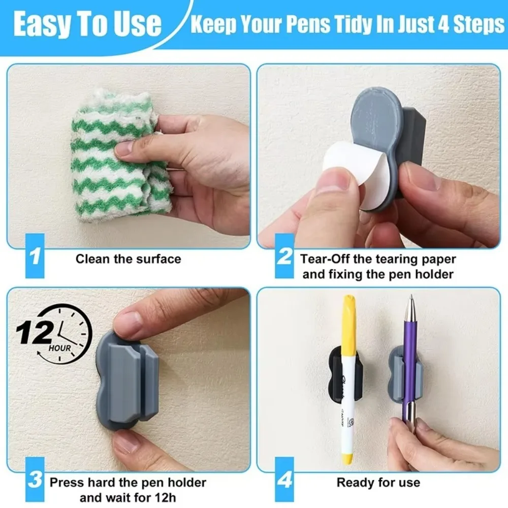 New Silicone Pen Holder Portable Anti Lost Pencil Storage Clamps Flexible Self-Adhesive Pencil Clip Students