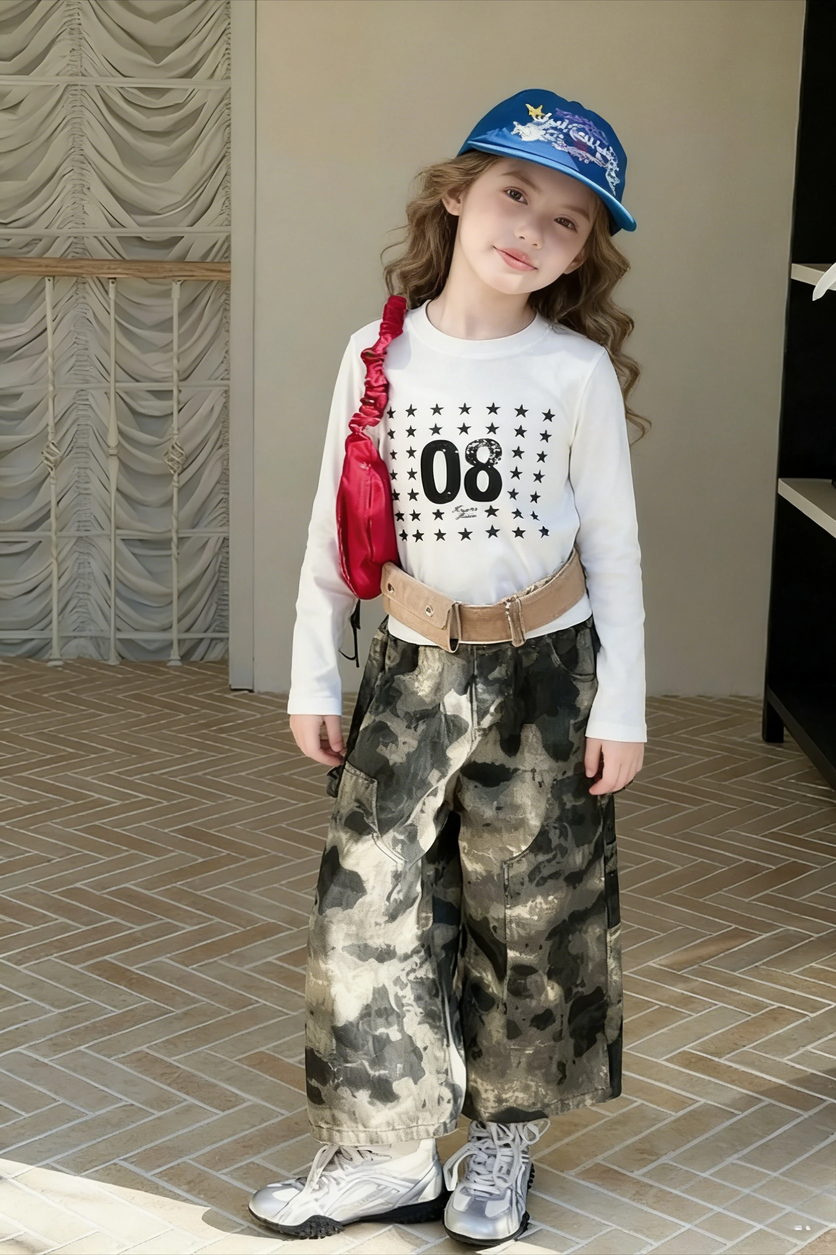 

Girls Top 2026 Spring New Star Digital Printed Long Sleeve Bottom Shirt Casual Fashion Soft Daily Simple and Comfortable Wear