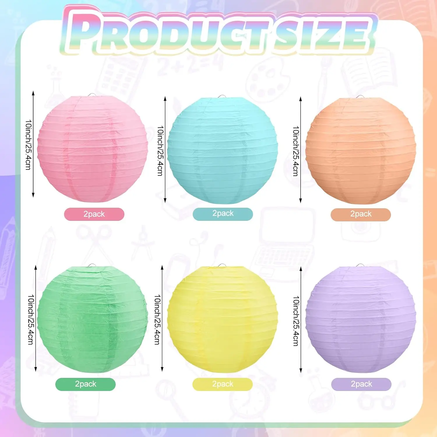Chinese Paper Lanterns Pastel Classroom Decor Macaron Rainbow Hanging Decorations for Classroom Ceiling Wedding Birthday Party - Detail 1