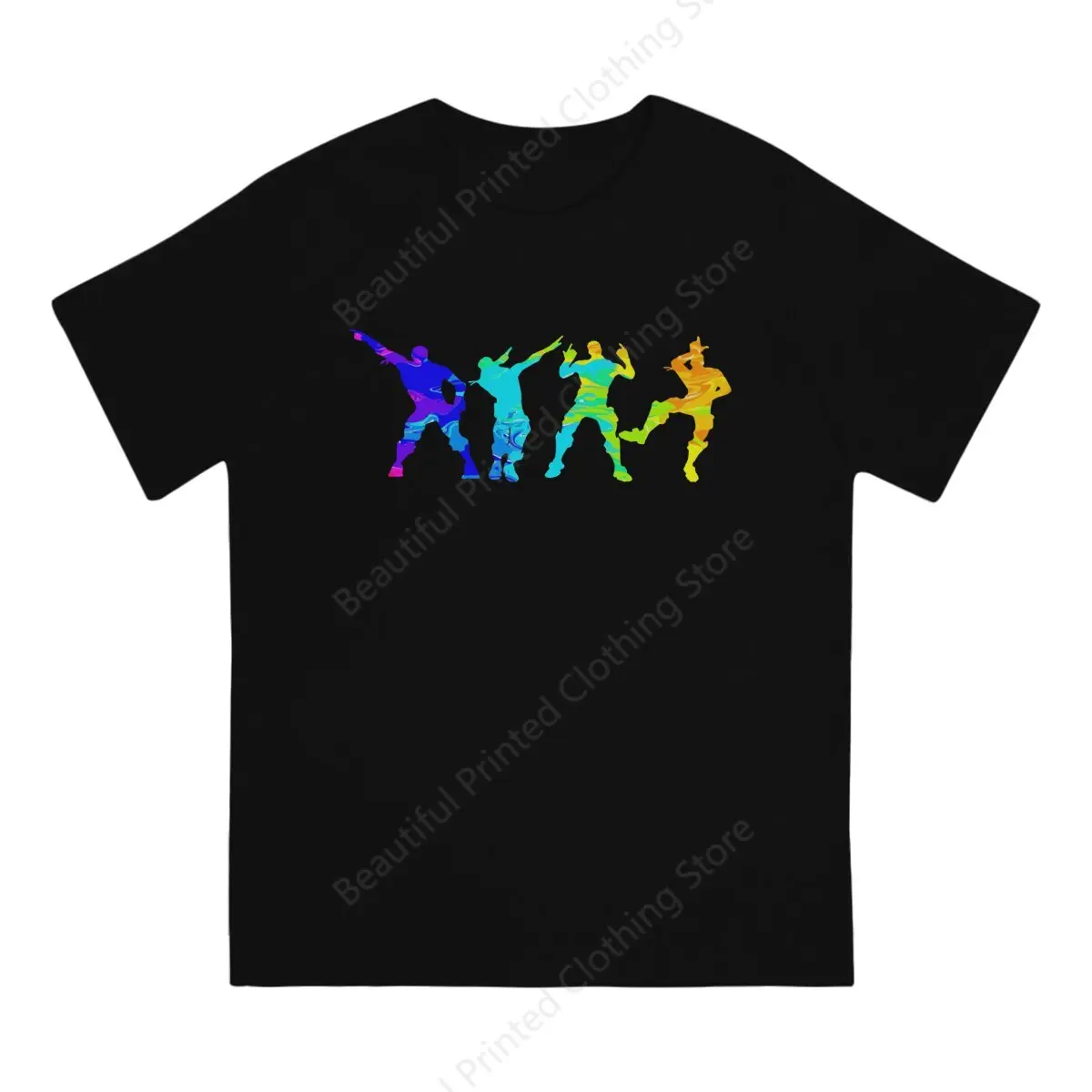 Mens T-Shirt Battle Royale Dance of Victory Funny Printing T-ShirtsO-Neck Breathable Tee Cotton Fun Tees