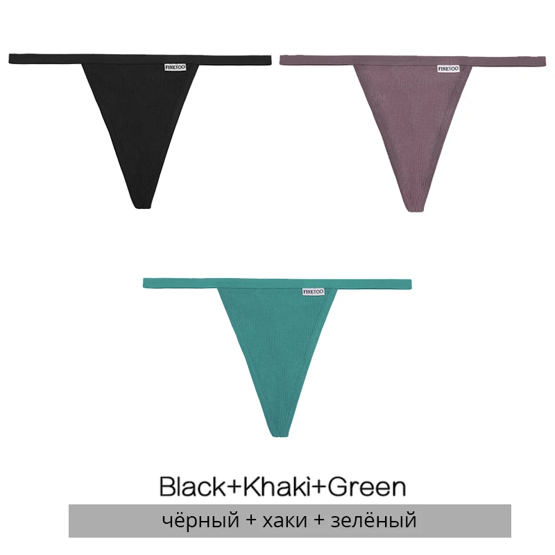 FINETOO Baumwolle Tangas Frauen 3 Teile/satz Sexy Low-Rise T-Back Unterwäsche M-XL Feamle G-string Höschen Bequeme Dessous 10 farben