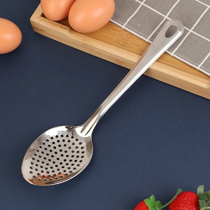 1Pc Stainless Steel Strainer Spoon Kitchen Colander Spoon Filter Strainer Food Scoop Perforated Skimmer Colander