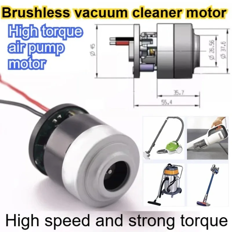 45mm Micro Brushless DC Motor, 20kPa High Suction Vacuum Cleaner Motor, High Torque Air Pump Motor for Power Tools & Custom Fans