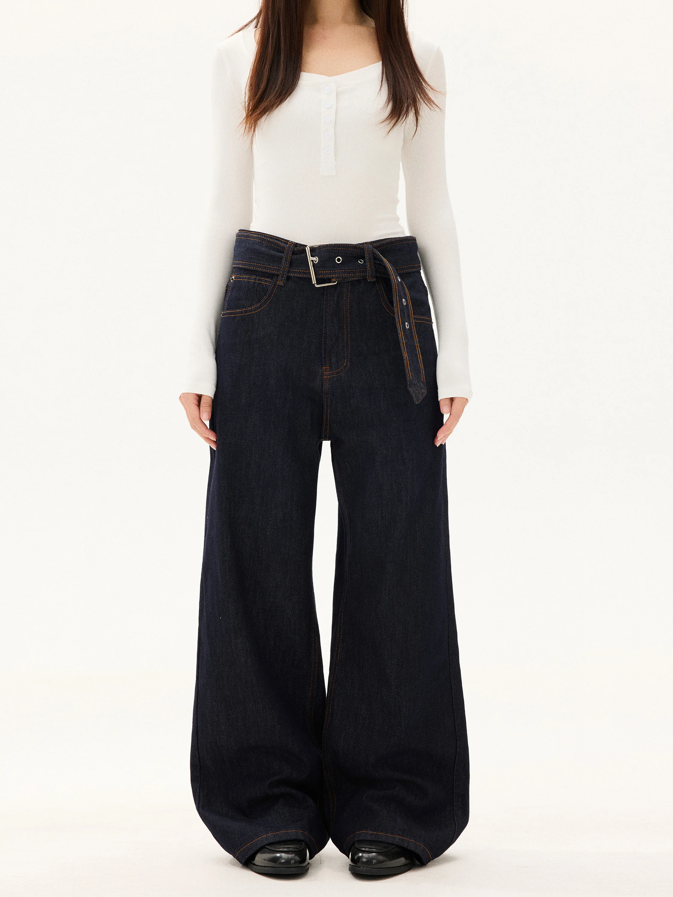 

Джинсы Free Sonata Vintage: прямые, свободного кроя, удлиненные, с эффектом похудения, на молнии, повседневные