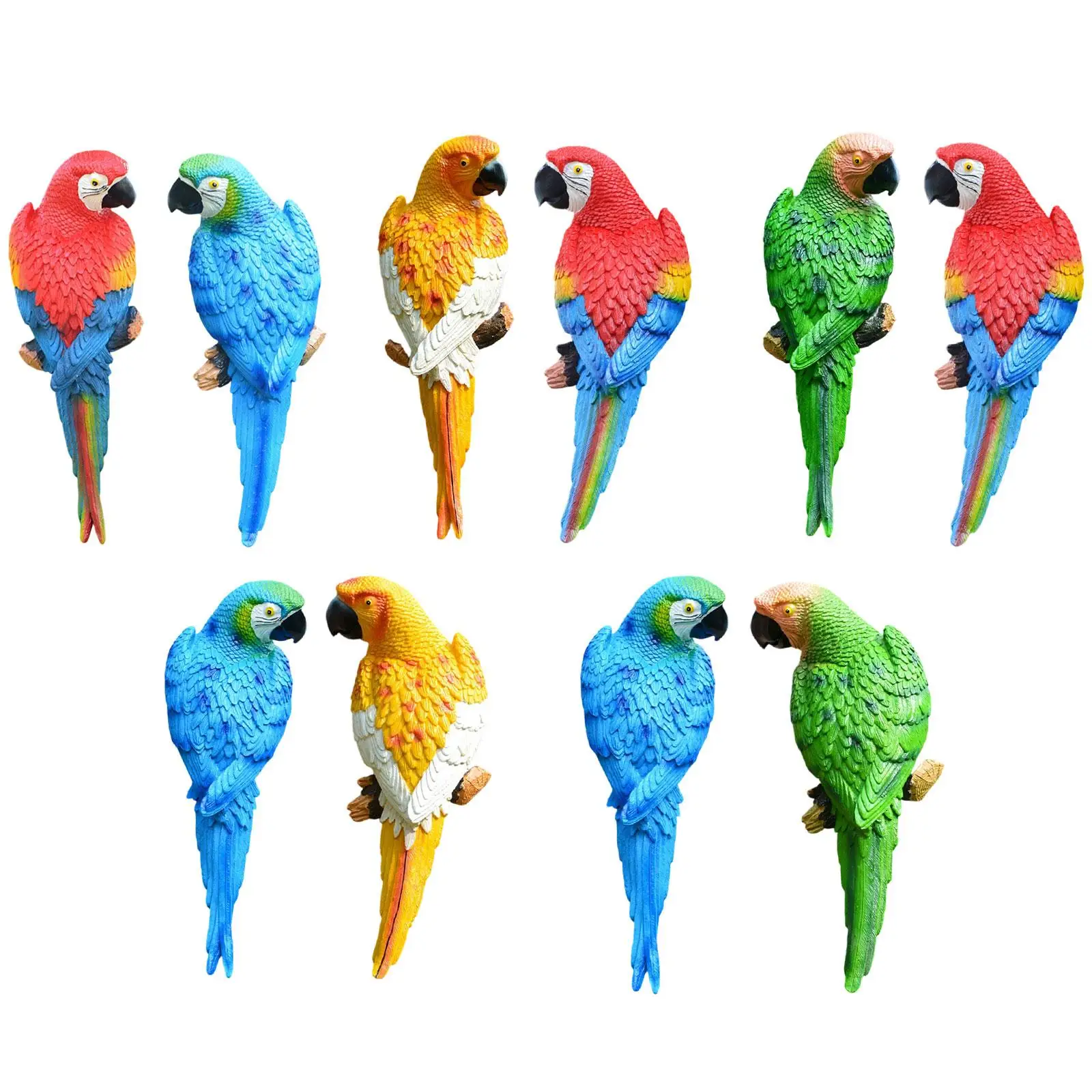 

2 Pieces Parrot Figurines Wall Tree Decoration Lifelike Animal Resin Bird Sculptures for Backyard Courtyard Porch Patio Outdoor