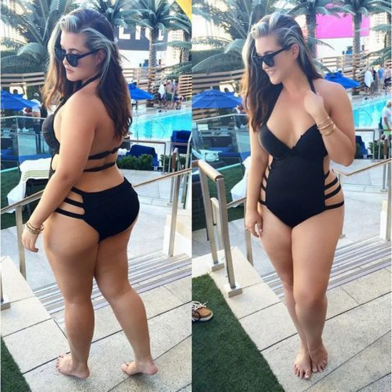 

New plus-size sexy solid color one-piece women's swimsuit Tight-fitting swimsuit