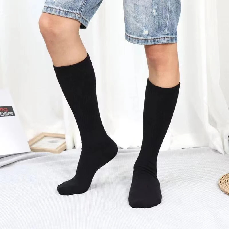 3 pary / partia Plus długie skarpetki Nowe jesienne skarpetki męskie Czarno-białe koreańskie skarpetki męskie damskie Moda Casual Gift Skarpetki Rozmiar 38-4
