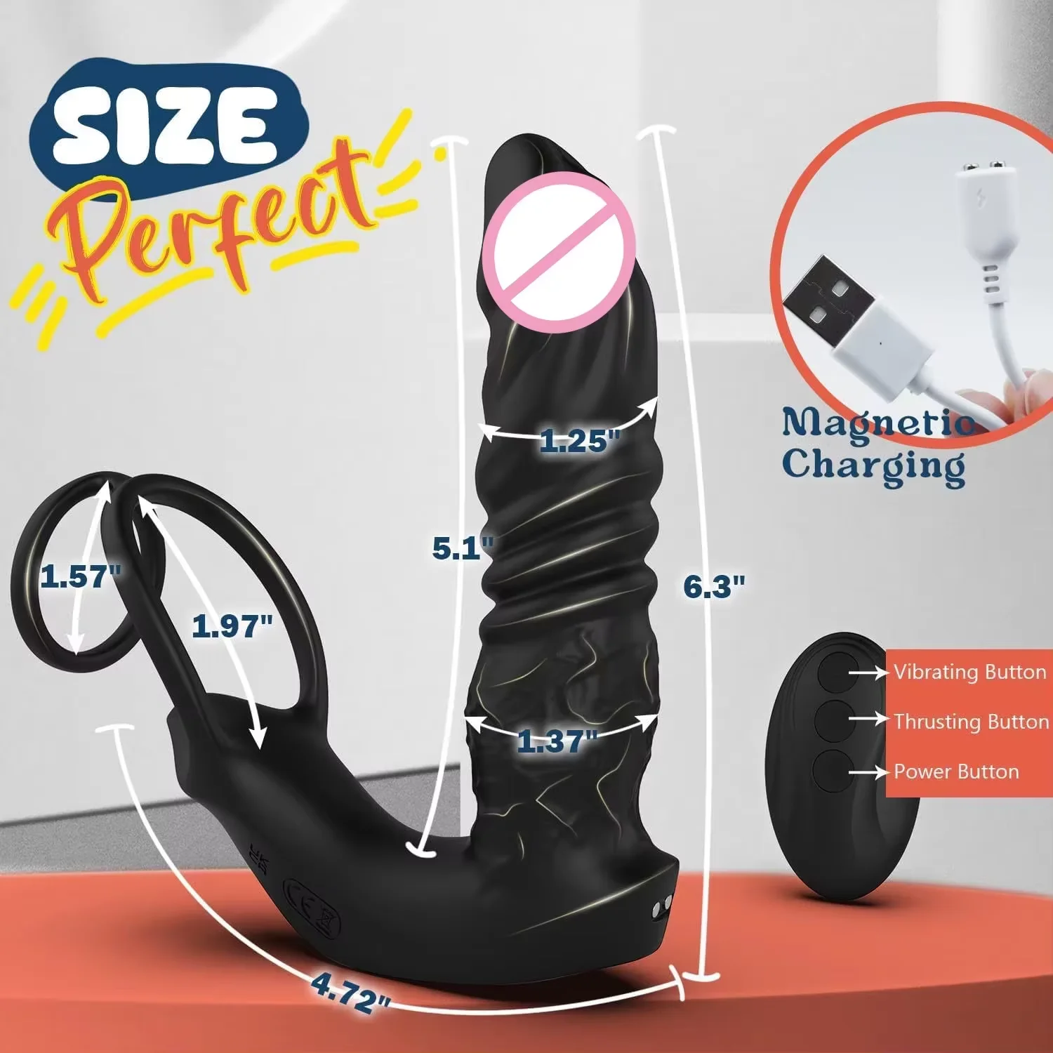 APP Telescopic Double Ring Thrust Vibrator Men's Prostate Massager 5 In 1 Vibrating Plug Dildo Vibrator Adult Sex Toy Men's - view 5