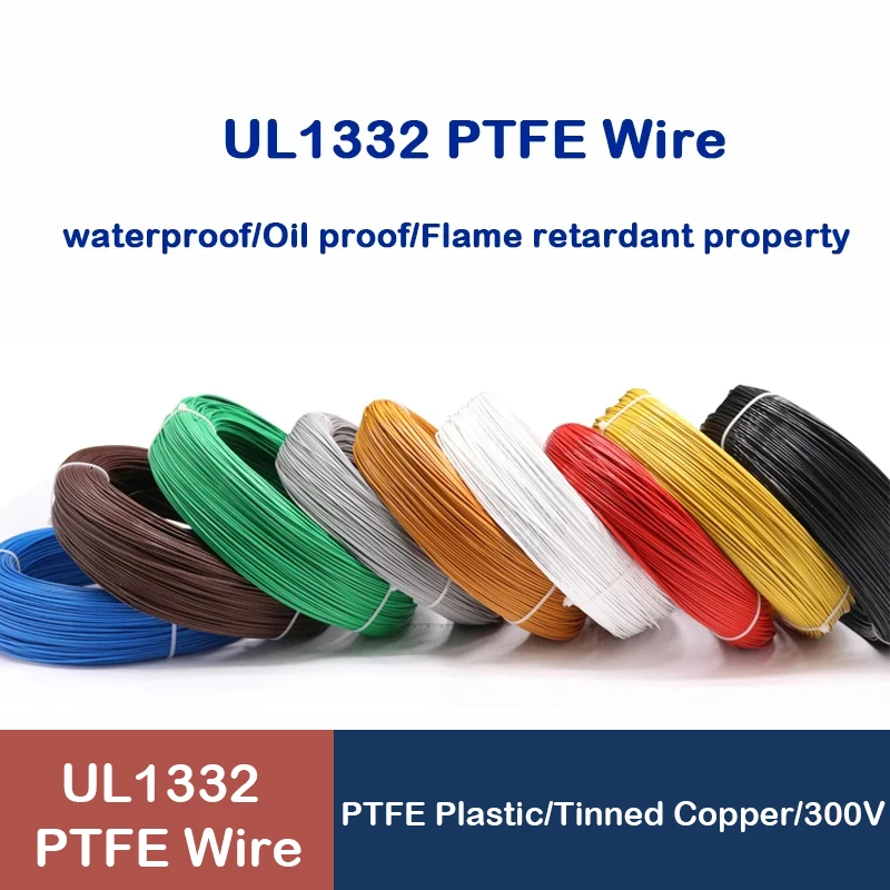 2M/5M/10M PTFE Wire 30/28/26/24/22/20/18/16/14/13/12/10AWG UL1332 FEP Plastic Insulated High Temperature Electronic Copper Cable