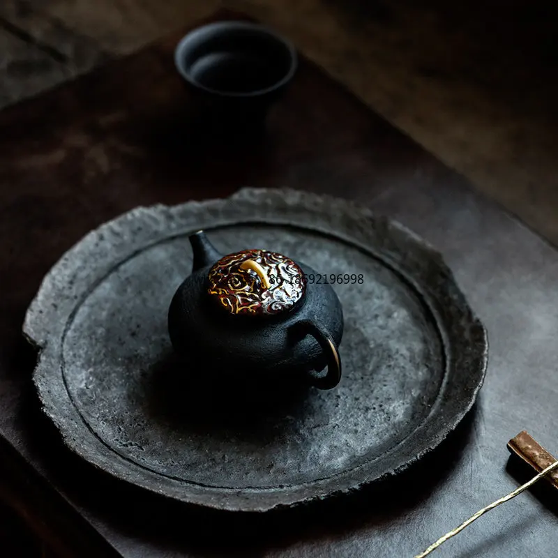 

Керамический чайник для заваривания чая, домашний, ручной работы, большой, с позолотой, с фильтром для разделения чая, набор для чаепития Кунг-фу, элитный