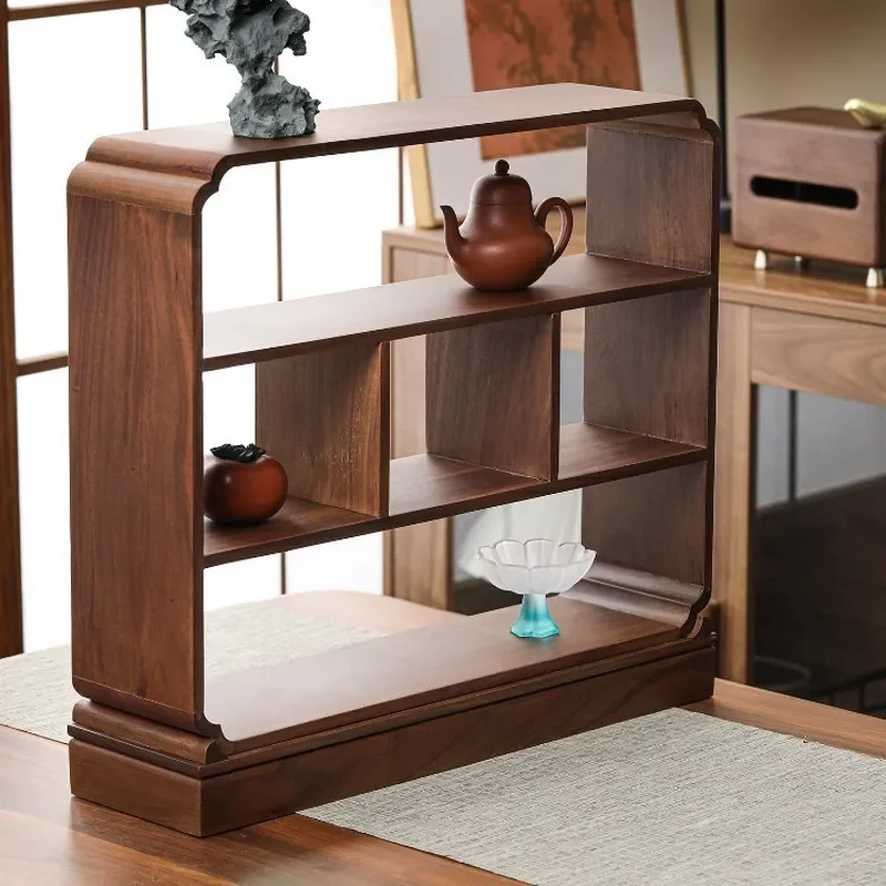 Solid Wood Tea Set Display Rack Zisha Pot Stand Antique Style Small Storage Shelf for Duobao Pavilion Bogu Cabinet Home Decor