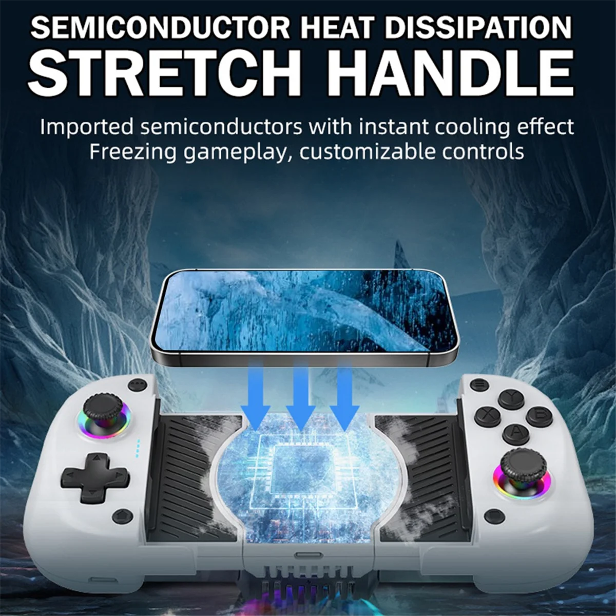 POP-lX5 Telescópico Gamepad Controlador de jogos móvel sem fio com ventilador de resfriamento Bluetooth Joystick de efeito Hall para smartphone