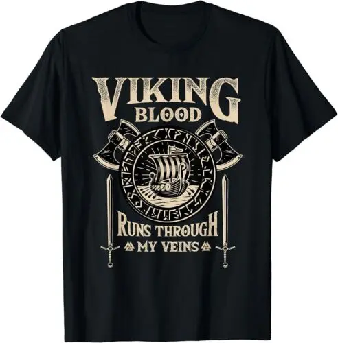 Viking Blood Runs Through My Veins Norse Mythology T-Shirt