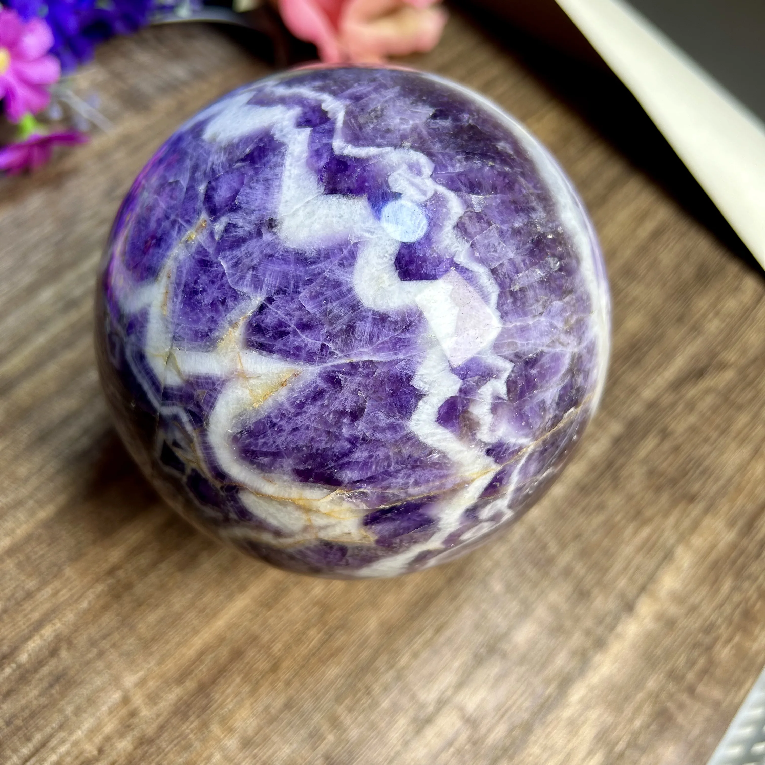 Natural Dream Amethyst Quartz Crystal Sphere Reiki Healing Home Decor Crystal Crafts 1725g 104mm 15th