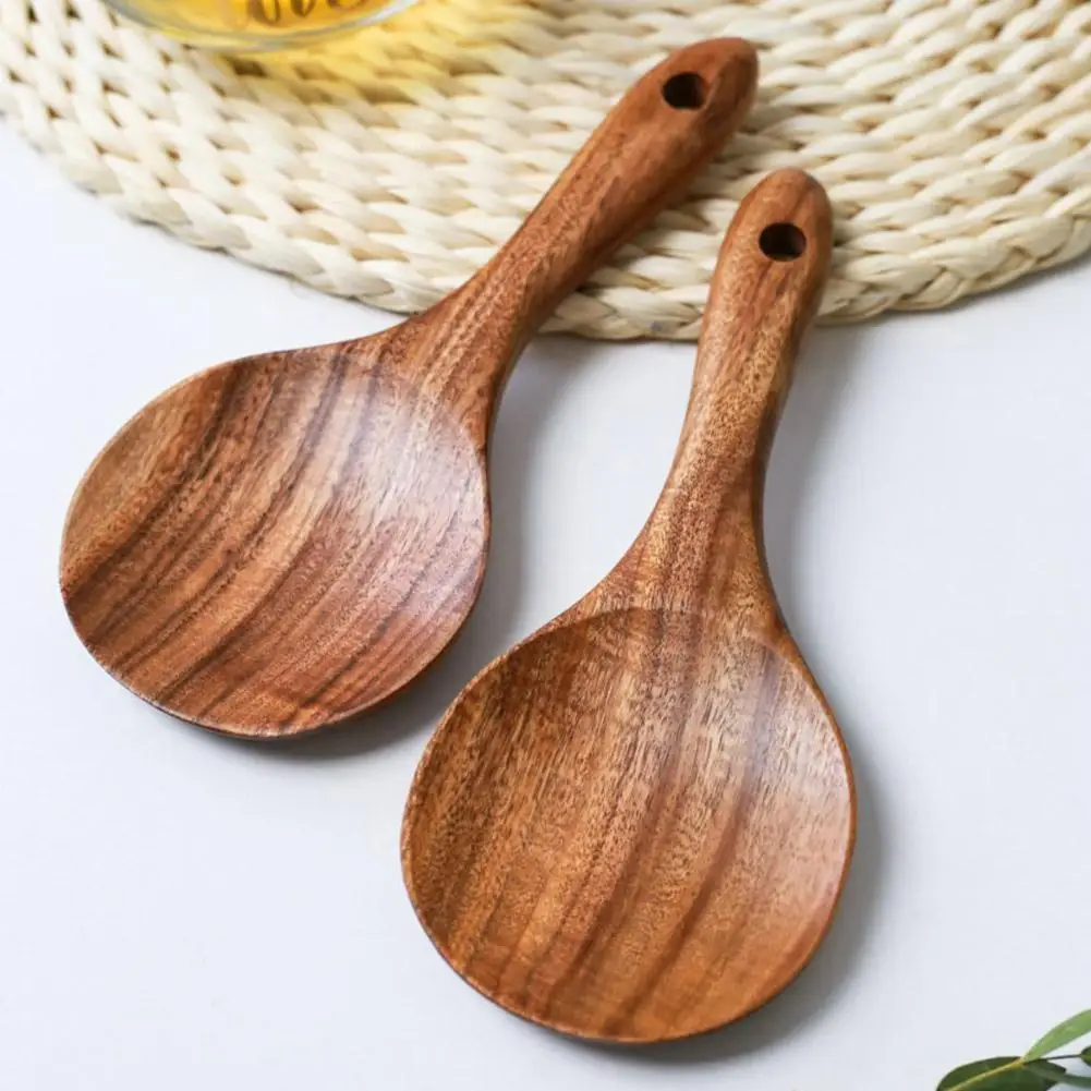 สักธรรมชาติไม้ Tableware ช้อนจัดการไม้ข้าวทัพพีไม้ครัวเครื่องมือทำอาหารช้อนช้อนโต๊ะช้อน Kookgerei