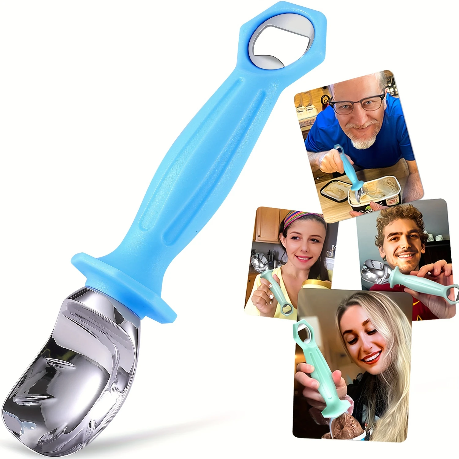 

1pc Modern Ice Cream Scoop Spoon - Durable Metal Construction, Reusable, Washable, Non-Stick, Easy Grip Handle, Perfect for Baki