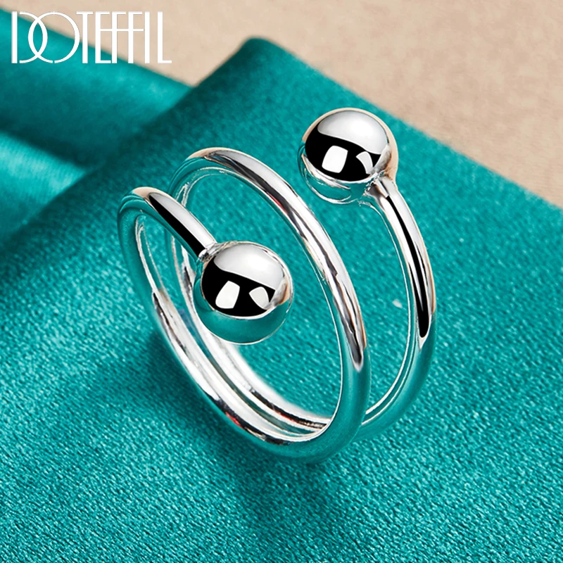 DOTEFFIL – bague en argent Sterling 925 pour femme et homme, Double anneau de perles de 8mm, mode, cadeau de fête de fiançailles, bijoux à breloques