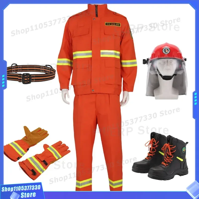 Aramid Fire Fighting Suit Set Five Piece Forest Protection Gear Custom Camouflage Print Split Type Uniform for Firefighters