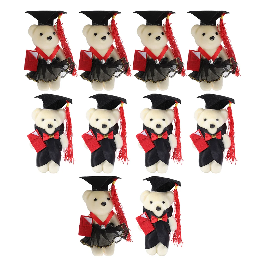 10 Uds Dr Bear animales osos de peluche graduación graduado soporte decoración miniatura a granel