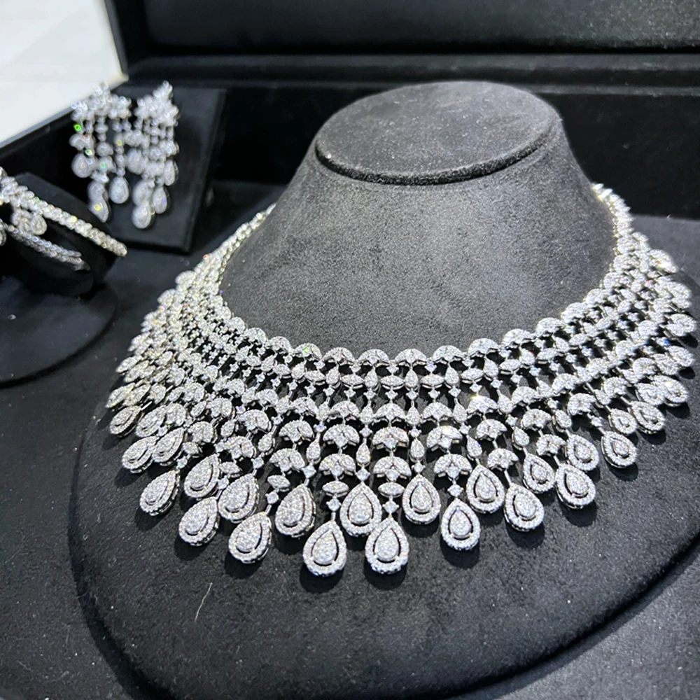 Soramoore Brand New 4PCS Necklace Bangle Earrings Ring Jewelry Set for Bridal Wedding dubai jewelry sets Luxury Exclusive