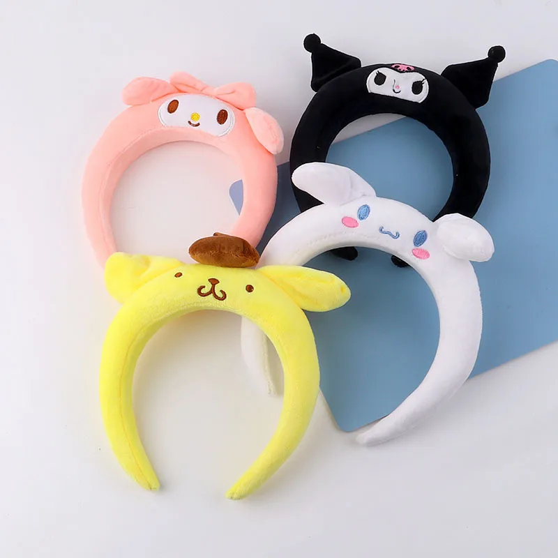 Sanrio Hairband Cartoon Kuromi My Melody Headband Kawaii Cinnamoroll Hair Accessories Plush Headdress Cute Anime Girl Heart Gift