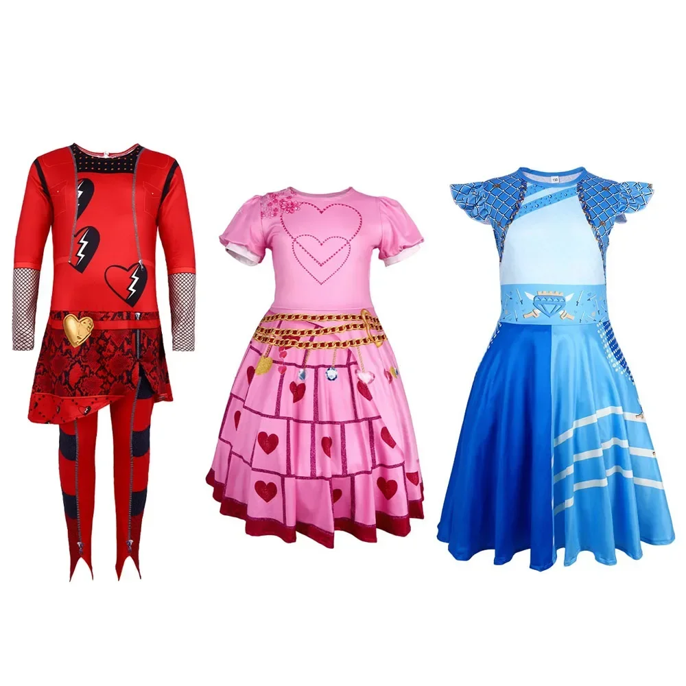 

Movie Descendiente 4 Red Cosplay Costume Kids Cute Dresses Red Rise Children Role Play Princess Dress Fantasia Halloween Party
