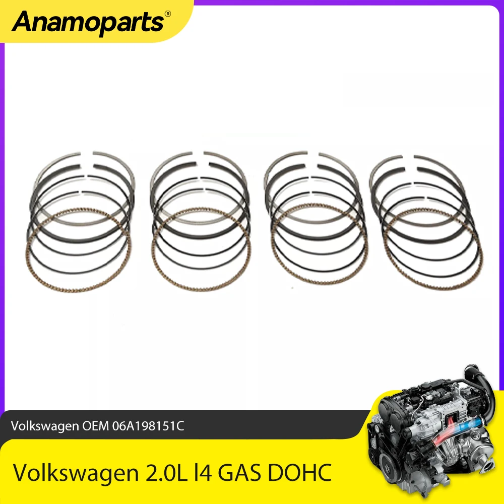 Engine Parts Piston Rings Set Fit 2.0 L For Volkswagen 2.0L l4 GAS SOHC 1999-2007 OEM 06A198151C