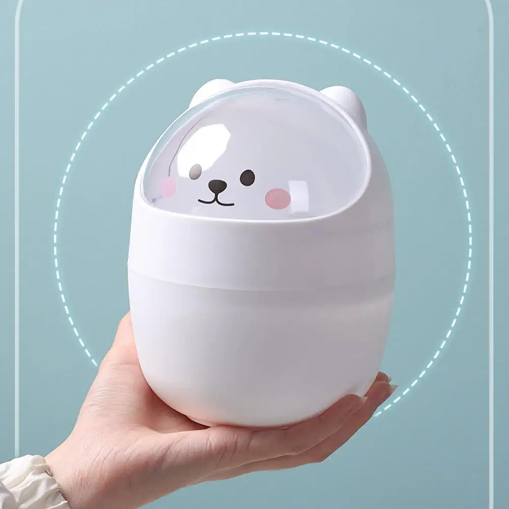 Storage Bucket Trash Can Trash Bin Desktop Cute Mini With Lid Kawaii Bear Storage Box Girl Pen Holder With Top Dropshipping