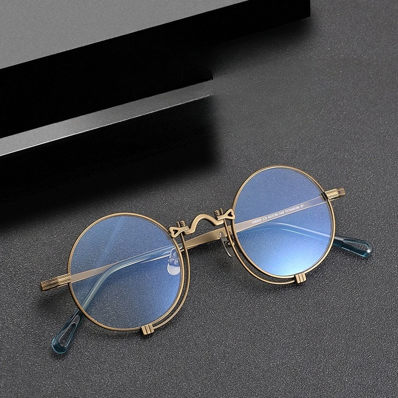 

Retro Round Brand Design Japanese Blue Blocking Titanium Women Glasses Frame 10601H for Men Myopia Prescription Ultralight Gafas