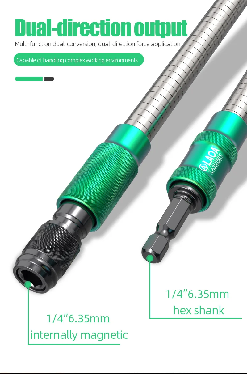 LAOA 90 ° /180 ° Bit-Eckadapter & Flexibler Schaft 1/4 Zoll Sechskant-Schlagschrauber-Winkeladapter für enge Räume Schraubendreher-Verlängerung – Detail 12