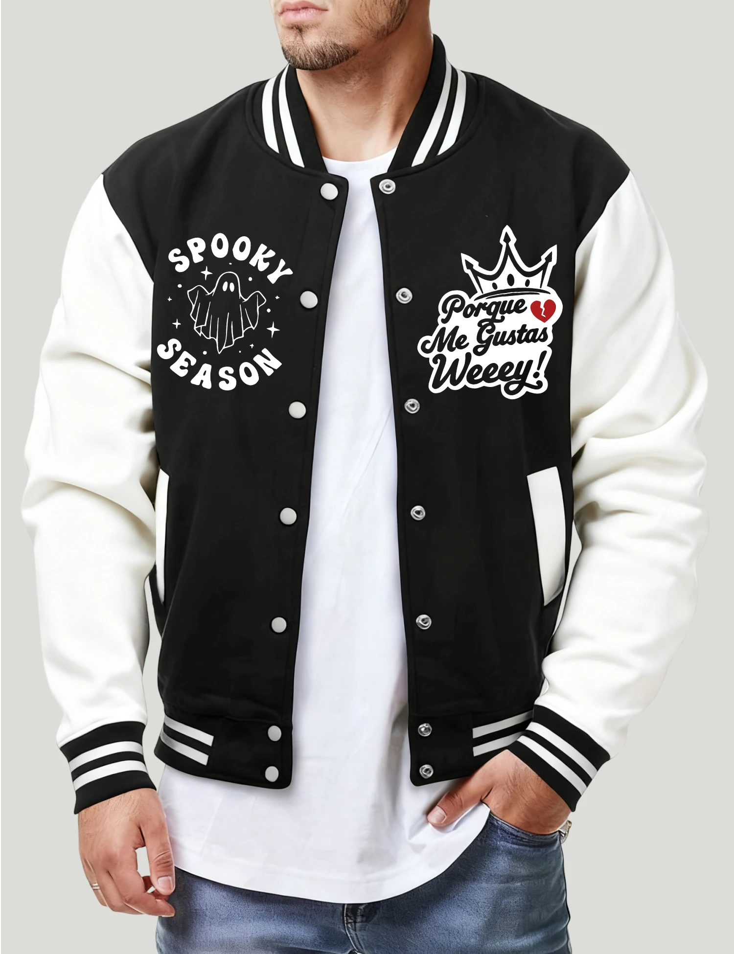 

Жуткий сезон, куртки на Хэллоуин, мужские креативные свободные уличные куртки, модный бейсбольный трикотаж в стиле ретро, осенняя повседневная мужская одежда с карманами